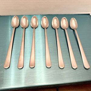 Lot of 7 Splendide CIRRUS 18/10 Stainless Iced Tea Spoons Flatware China 7 1/2"